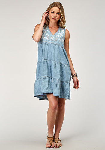 Roper Embroidered Denim Dress