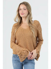 Angie V Neck Flare Sleeve Light Weight Knit XHV08