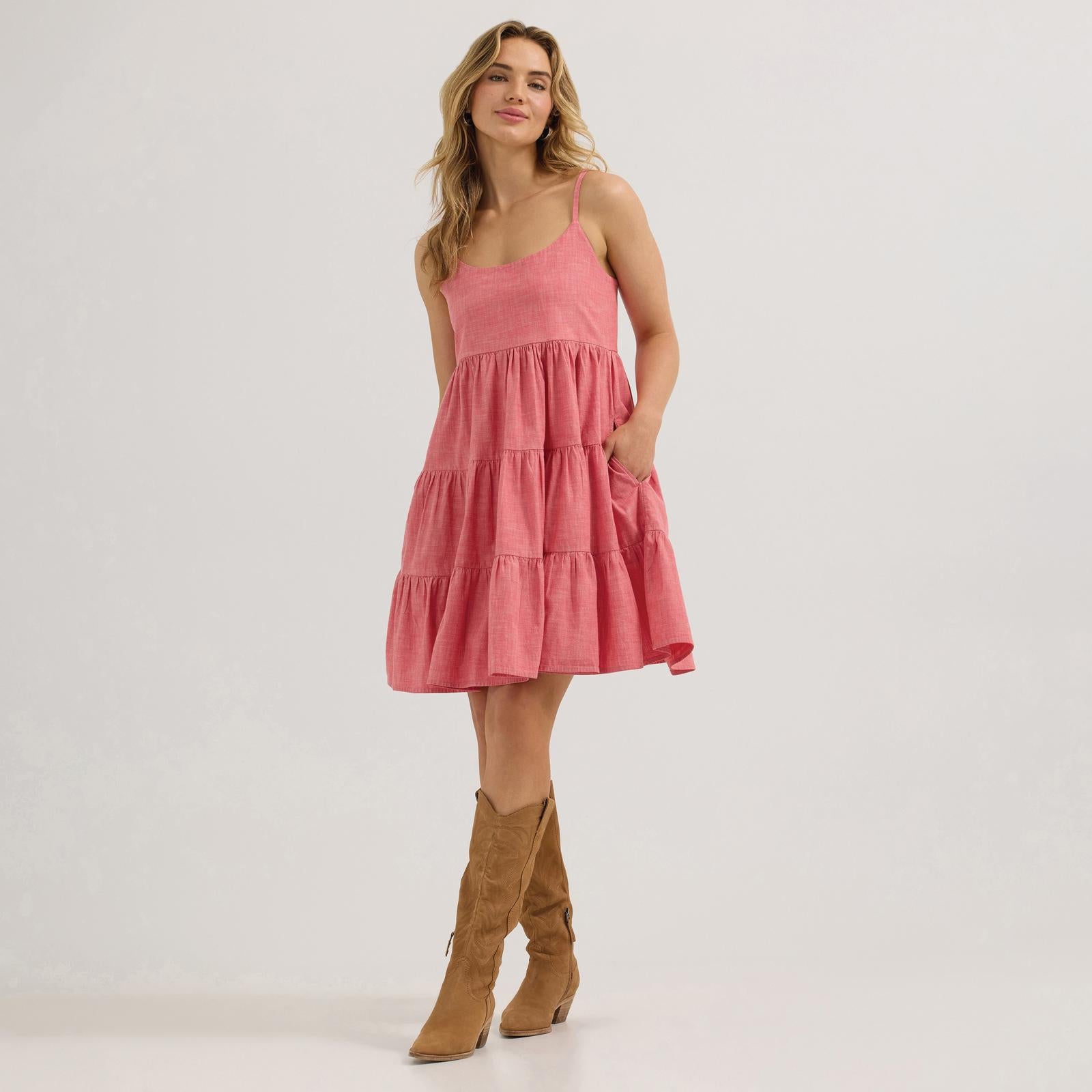 wrangler pink dress Wrangler Pink With Boot Print Long Sleeve Dress 112356564