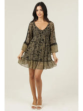 Angie C4C41-A968 Chiffon V Neck Smocked Bust Lace Trim Dress