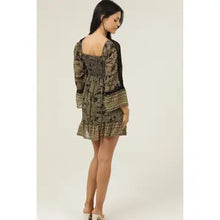 Angie C4C41-A968 Chiffon V Neck Smocked Bust Lace Trim Dress
