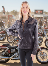 Scully Ladies Black Embroidered Lamb Jacket L1121