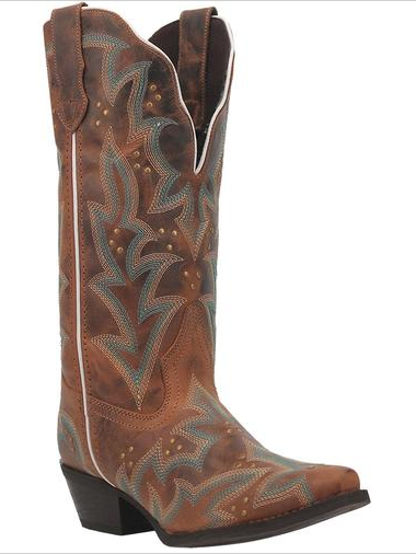 Laredo Ladies Brown Wide Calf with Turquoise Stitch