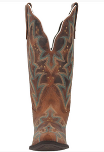 Laredo Ladies Brown Wide Calf with Turquoise Stitch