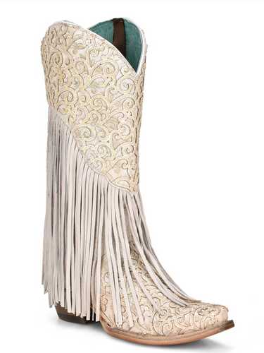 Corral Ladies White Bling Fringe C3955
