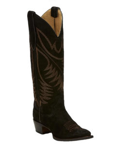 Justin Ladies Tall Blk Suede