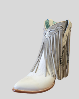 Corral Ladies White Fringe Bootie Z5155