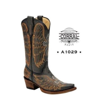 Corral Teen Blk Wing+Cross A1029